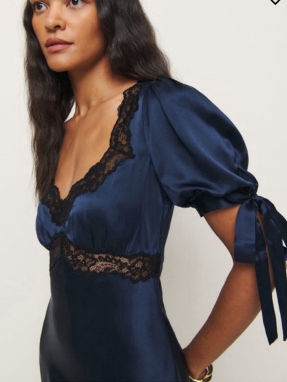 Reformation X Kacey Musgraves Stella Silk Sweetheart Lace Midi Dress 2 XS NWT - Picture 3 of 5